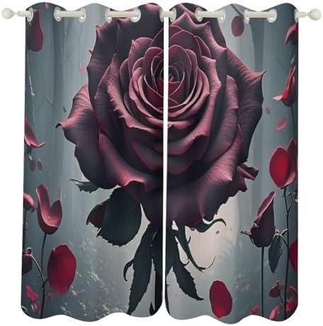 Rose gothic printed thermal insulated window curtains