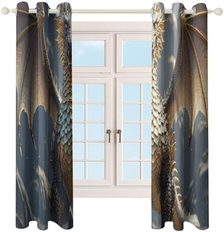 Golden dragon printed thermal insulated blackout drapes — photo 4