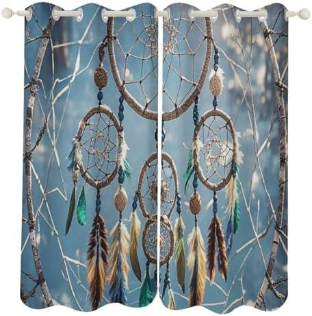 Dream catcher printed thermal blackout curtains