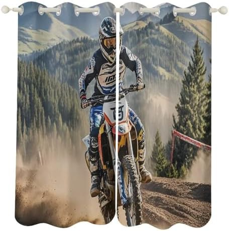 52"x72" Decorative Curtains Motocross Printed Blackout Curtains