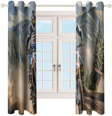52"x72" Decorative Curtains Motocross Printed Blackout Curtains — photo 4