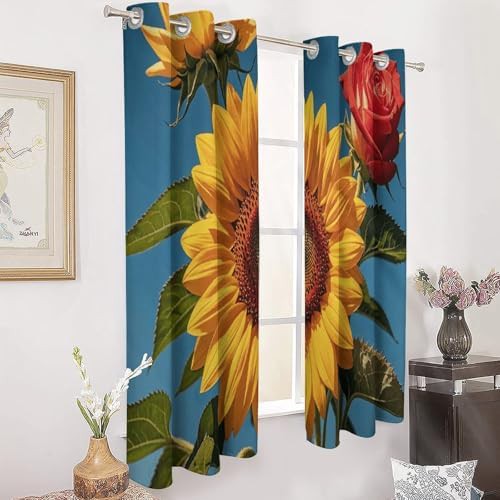 Sunflower rose floral thermal curtain 52x72 — photo 3