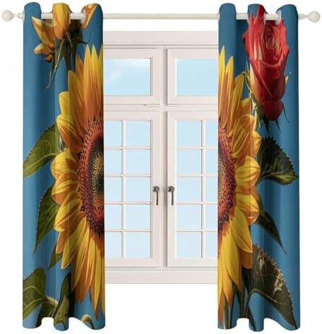 Sunflower rose floral thermal curtain 52x72 — photo 4