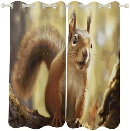 Funny squirrel printed blackout window curtain