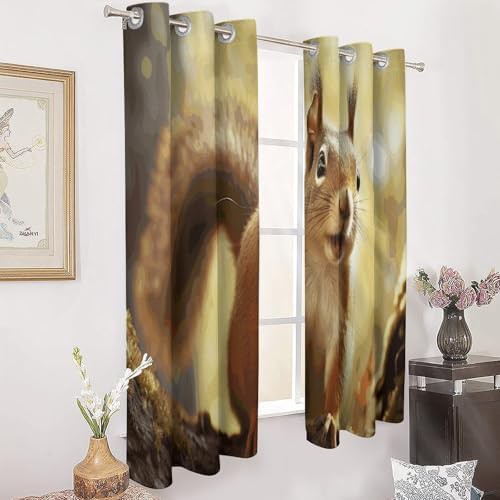 Funny squirrel printed blackout window curtain — photo 3