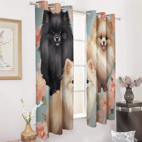Pomeranians pattern printed thermal window curtain — photo 3