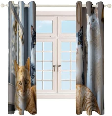 Cat printed decorative thermal blackout curtains — photo 4