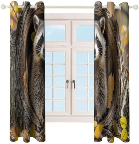 Raccoon in fall tree hole blackout curtains — photo 4