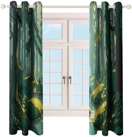 Enchanted wilderness fantasy green blackout curtain — photo 4