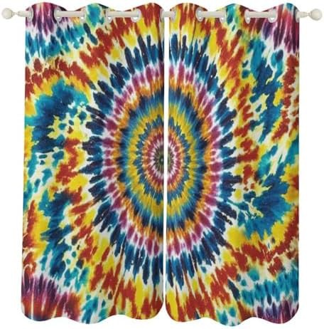 52"x72" Decorative Curtains Color Tie Dye Printed Blackout Curtains