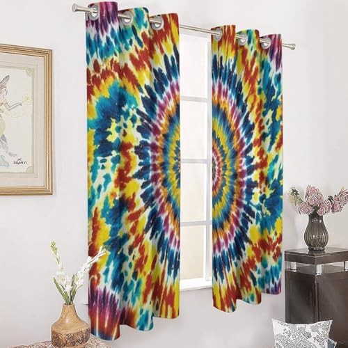 52"x72" Decorative Curtains Color Tie Dye Printed Blackout Curtains — photo 3