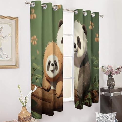 Cute panda and sloth blackout curtain — photo 3