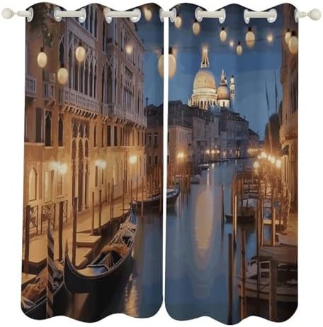 Venice at night printed blackout curtain