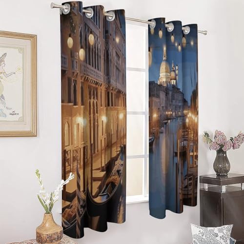 Venice at night printed blackout curtain — photo 3