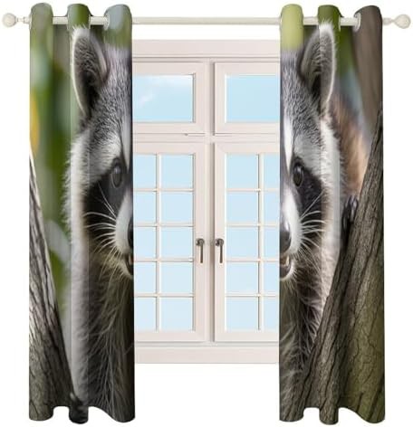 Raccoon printed thermal insulated window blackout curtains — photo 4