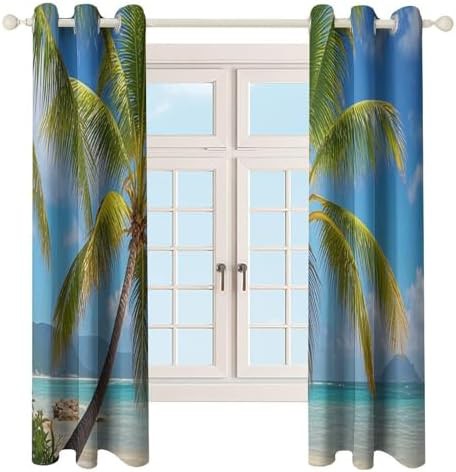 Tropical palm tree thermal insulated window curtains — photo 4