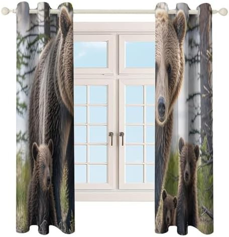 52"x72" Decorative Curtains Mother Bear and Her Cubs Printed — photo 4