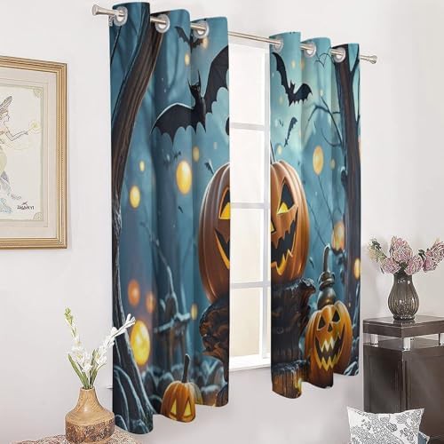 Halloween flying bats grommet thermal blackout drapes — photo 3