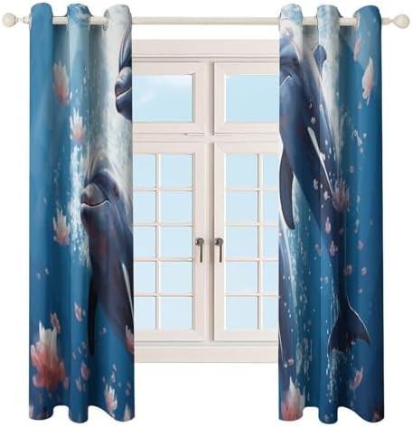 Dolphins in love printed total blackout curtain — photo 4
