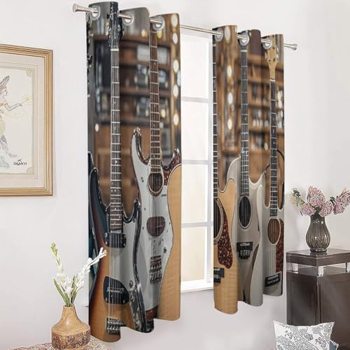 Guitar bass music instrument blackout curtains — photo 3