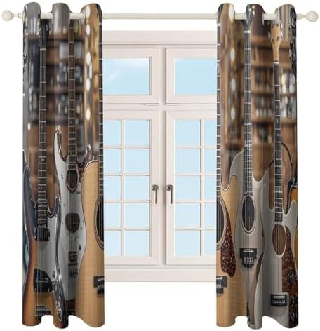 Guitar bass music instrument blackout curtains — photo 4