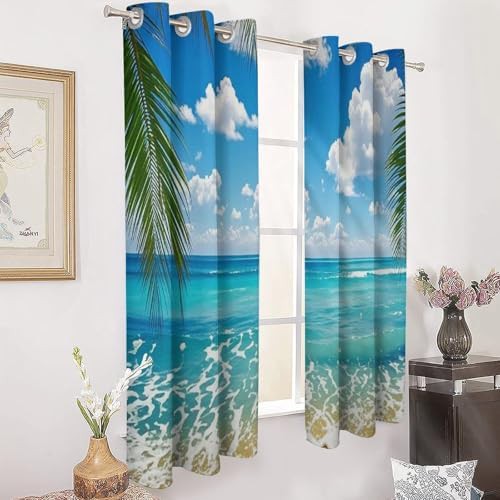 Hawaiian beach printed window blackout curtains — photo 3