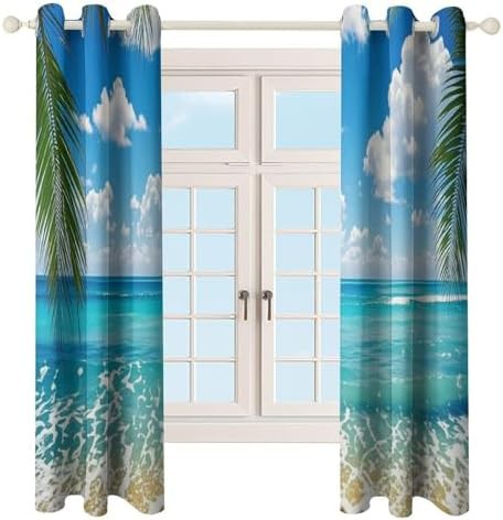 Hawaiian beach printed window blackout curtains — photo 4