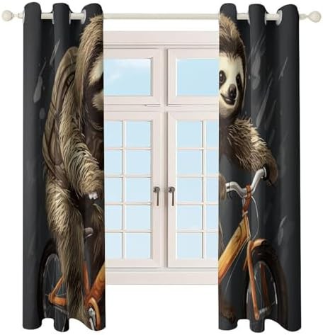 Cycling sloth printed total blackout curtain — photo 4