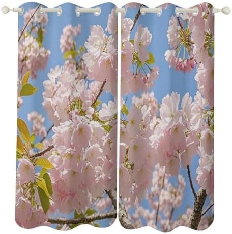 Cherry blossom floral thermal insulated blackout curtains
