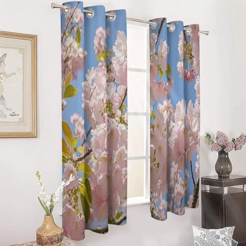 Cherry blossom floral thermal insulated blackout curtains — photo 3