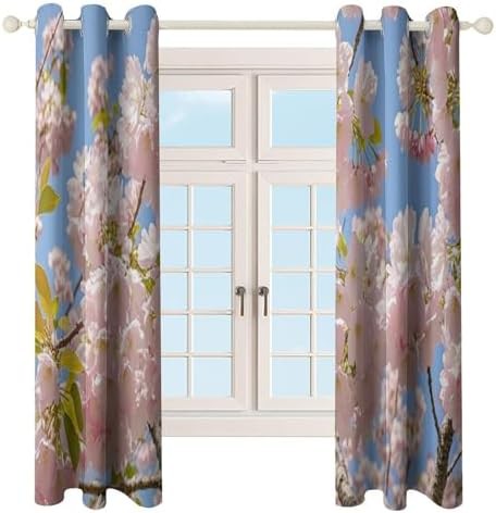 Cherry blossom floral thermal insulated blackout curtains — photo 4