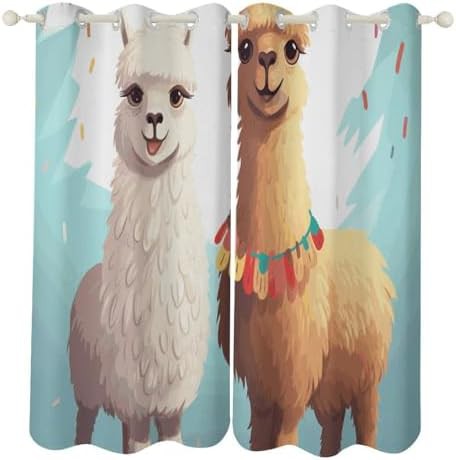 Llama alpaca printed total blackout curtain