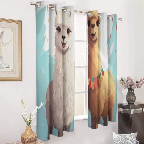 Llama alpaca printed total blackout curtain — photo 3