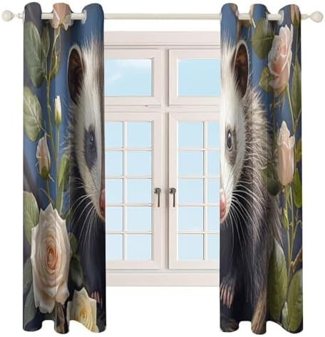 Opossum and roses thermal insulated blackout curtains — photo 4