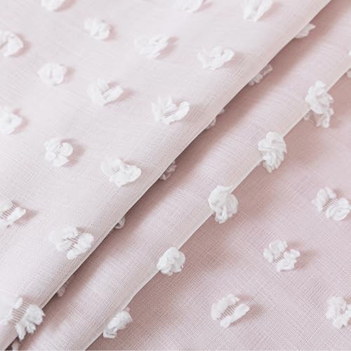 Pink white sheer overlay ruffle curtain 45 in — photo 5