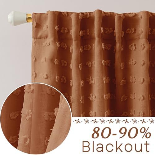 Terracotta boho double layer patterned drape 84 in — photo 3