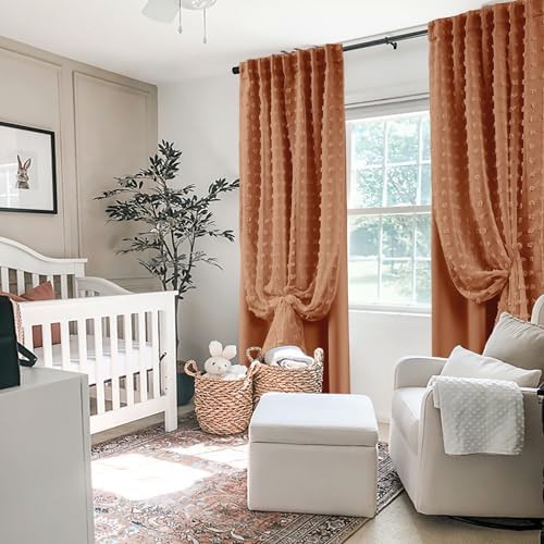 Terracotta boho double layer patterned drape 84 in — photo 4