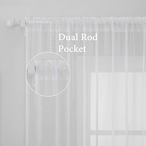 White sheer faux linen blackout curtain 96 inch — photo 3