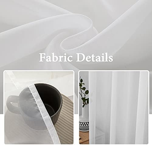 White sheer faux linen blackout curtain 96 inch — photo 4