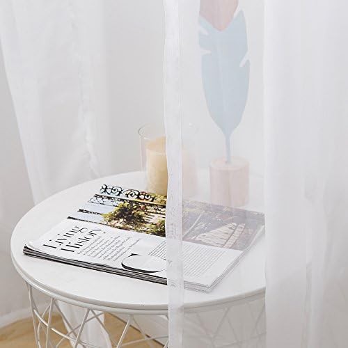 White sheer faux linen blackout curtain 96 inch — photo 5