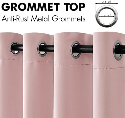 Pink grommet thermal faux linen curtain 84 inch — photo 5