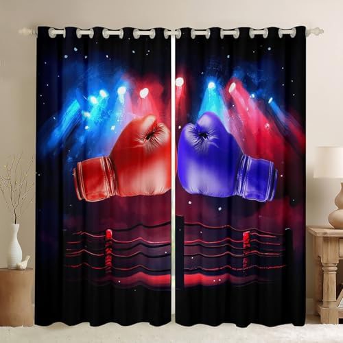 Boxing gloves sports themed window curtains