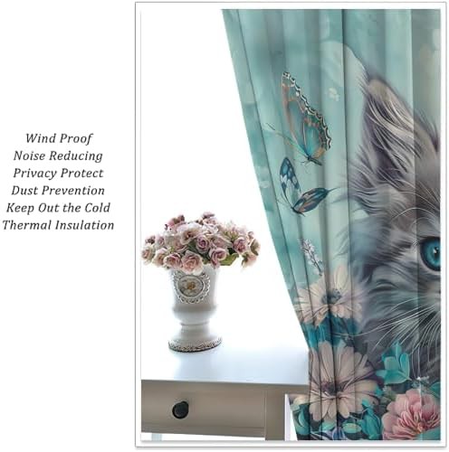 Watercolor garden cat blackout curtain 45 inch — photo 5