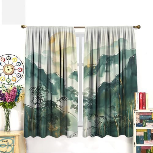 Countryside colorful mountains vintage curtain 54 inch — photo 3