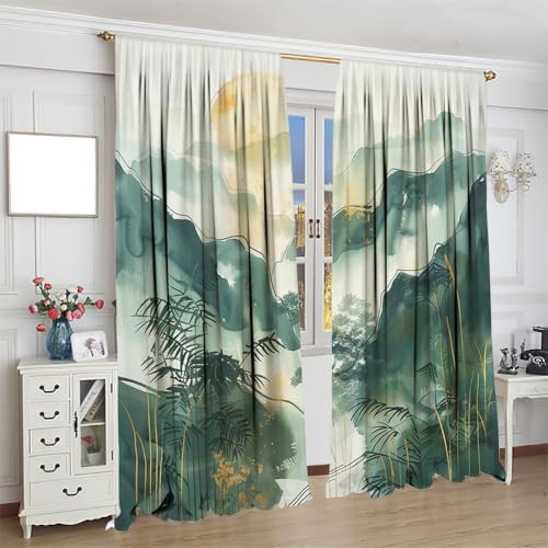 Countryside colorful mountains vintage curtain 54 inch — photo 4