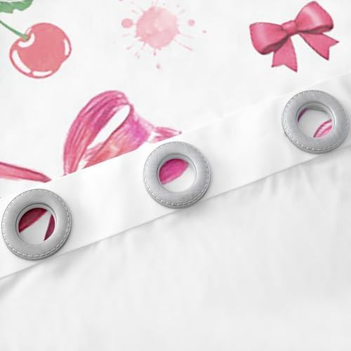 Pink bowknot cherry grommet bedroom curtain 45 in — photo 5