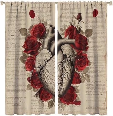Vintage heart rose blackout curtains 72 inch