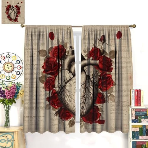 Vintage heart rose blackout curtains 72 inch — photo 3