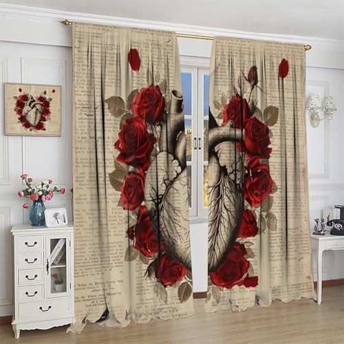 Vintage heart rose blackout curtains 72 inch — photo 4