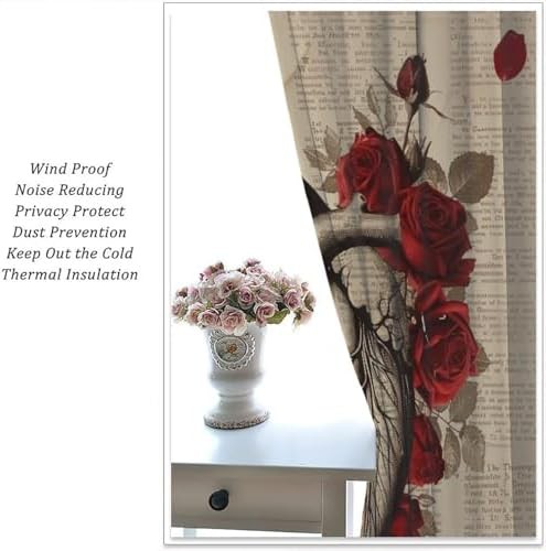Vintage heart rose blackout curtains 72 inch — photo 5